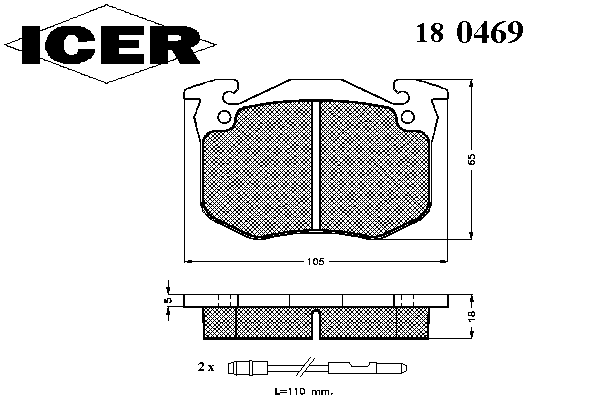 Комплект тормозных колодок, дисковый тормоз 180469