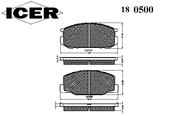 Комплект тормозных колодок, дисковый тормоз 180500