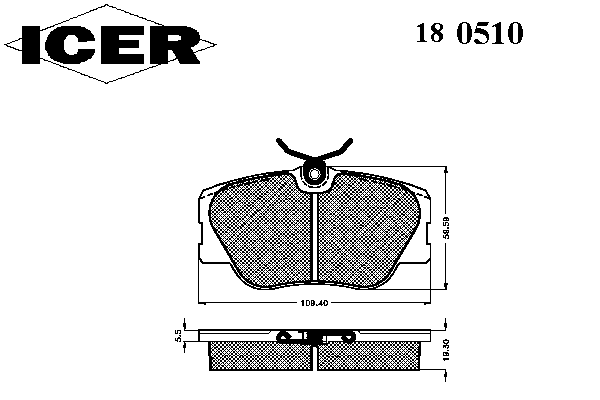 Комплект тормозных колодок, дисковый тормоз 180510