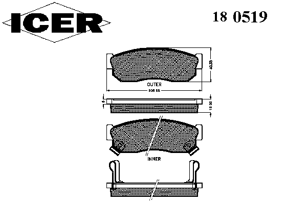 Комплект тормозных колодок, дисковый тормоз 180519