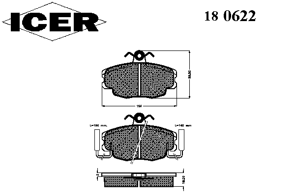 Комплект тормозных колодок, дисковый тормоз 180622