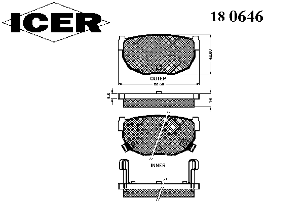 Комплект тормозных колодок, дисковый тормоз 180646