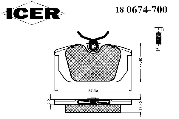 Комплект тормозных колодок, дисковый тормоз 180674-700