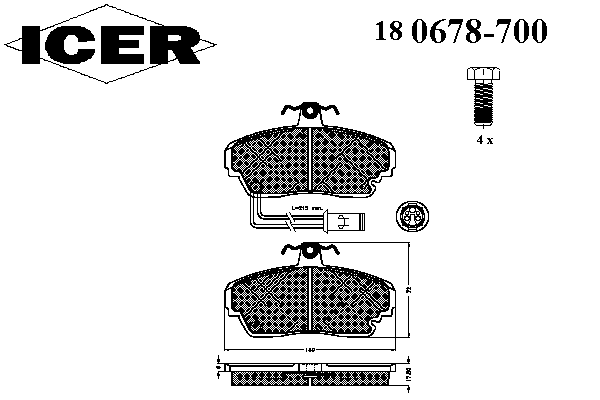 Комплект тормозных колодок, дисковый тормоз 180678-700