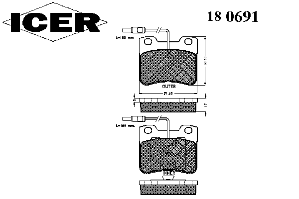 Комплект тормозных колодок, дисковый тормоз 180691