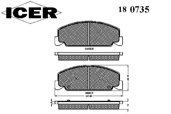 Комплект тормозных колодок, дисковый тормоз 180735