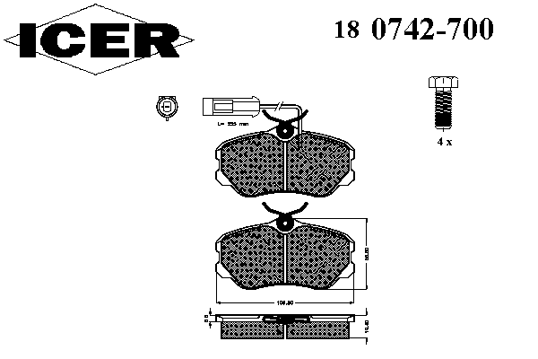 Комплект тормозных колодок, дисковый тормоз 180742-700