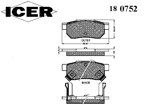 Комплект тормозных колодок, дисковый тормоз 180752