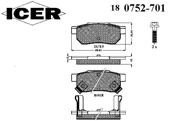 Комплект тормозных колодок, дисковый тормоз 180752-701