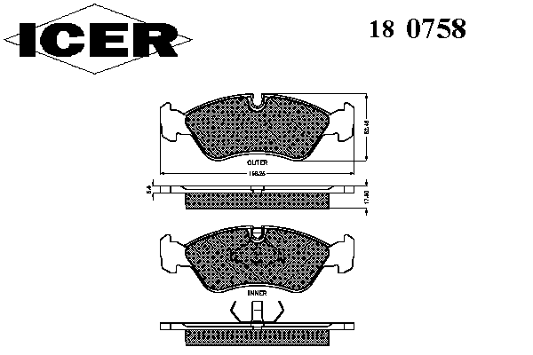Комплект тормозных колодок, дисковый тормоз 180758
