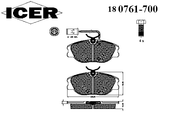 Комплект тормозных колодок, дисковый тормоз 180761-700