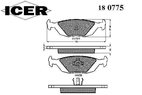 Комплект тормозных колодок, дисковый тормоз 180775