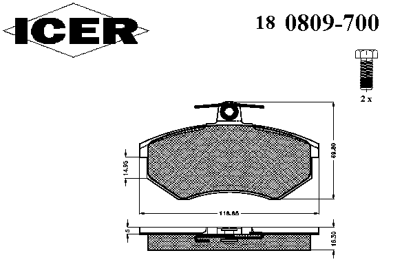 Комплект тормозных колодок, дисковый тормоз 180809-700