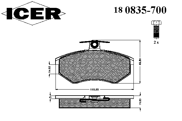 Комплект тормозных колодок, дисковый тормоз 180835-700