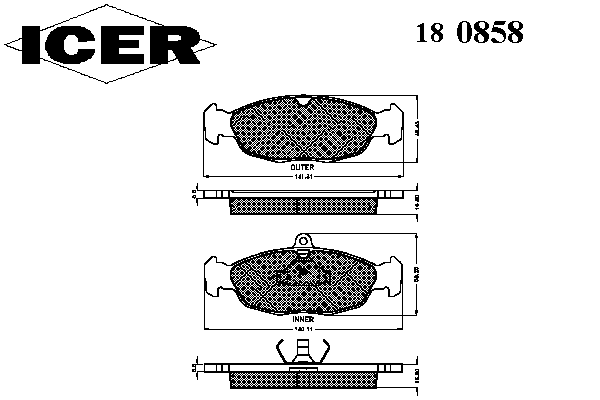 Комплект тормозных колодок, дисковый тормоз 180858