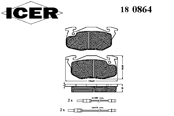 Комплект тормозных колодок, дисковый тормоз 180864