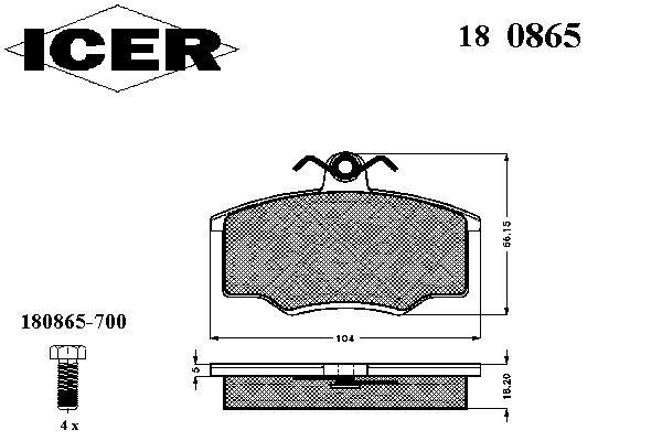 Kit de plaquettes de frein, frein à disque 180865