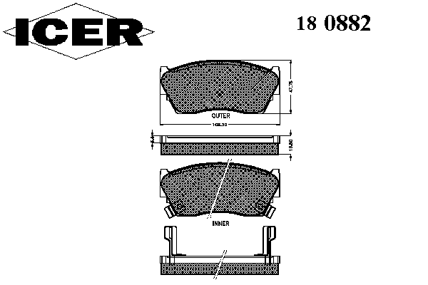 Комплект тормозных колодок, дисковый тормоз 180882