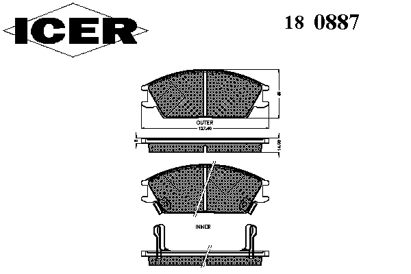 Комплект тормозных колодок, дисковый тормоз 180887