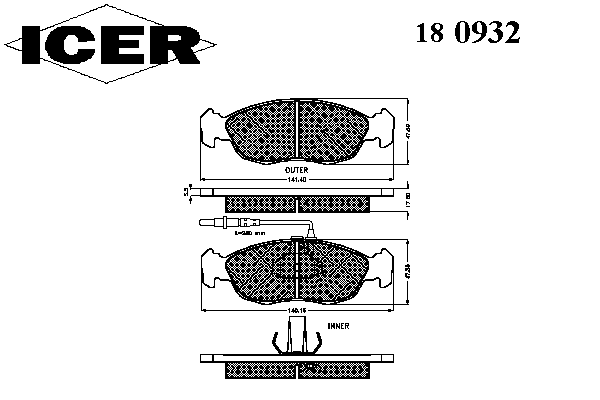 Комплект тормозных колодок, дисковый тормоз 180932
