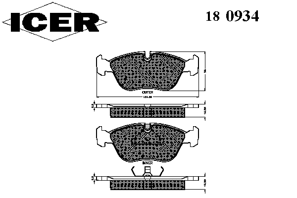 Комплект тормозных колодок, дисковый тормоз 180934