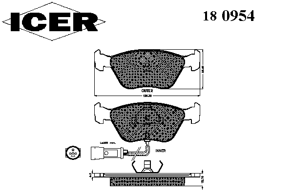 Комплект тормозных колодок, дисковый тормоз 180954