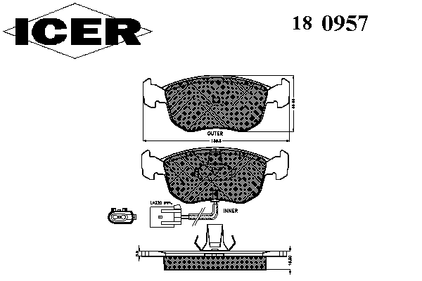 Комплект тормозных колодок, дисковый тормоз 180957
