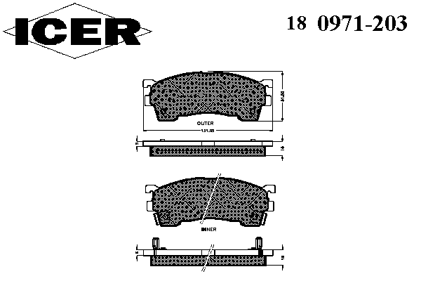 Комплект тормозных колодок, дисковый тормоз 180971-203