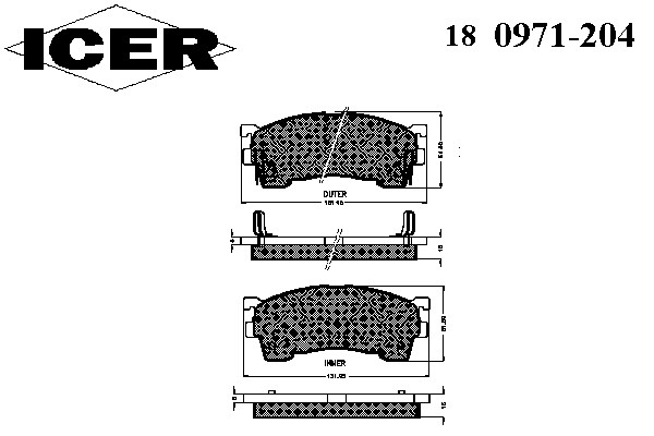 Комплект тормозных колодок, дисковый тормоз 180971-204