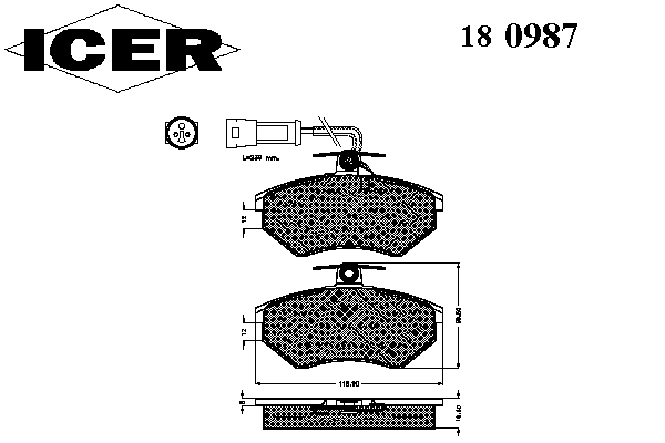 Комплект тормозных колодок, дисковый тормоз 180987