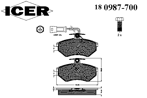 Комплект тормозных колодок, дисковый тормоз 180987-700