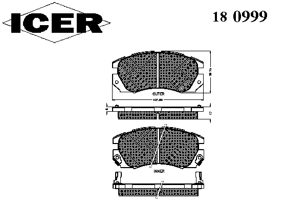 Комплект тормозных колодок, дисковый тормоз 180999