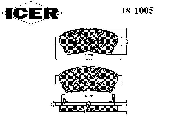 Комплект тормозных колодок, дисковый тормоз 181005
