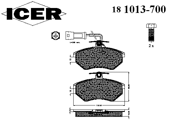 Комплект тормозных колодок, дисковый тормоз 181013-700