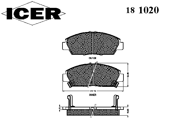 Комплект тормозных колодок, дисковый тормоз 181020