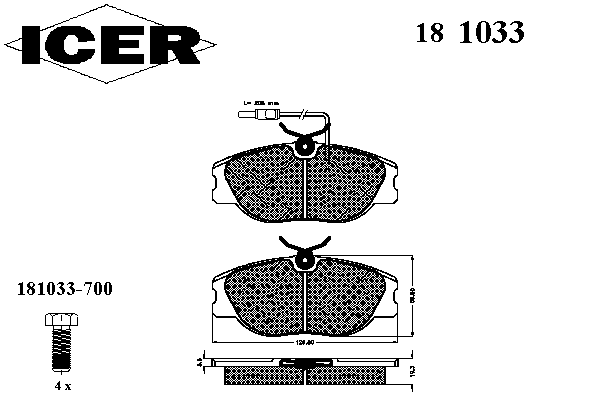 Комплект тормозных колодок, дисковый тормоз 181033