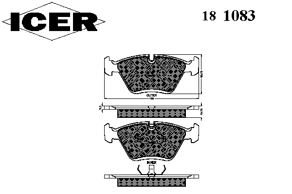 Комплект тормозных колодок, дисковый тормоз 181083