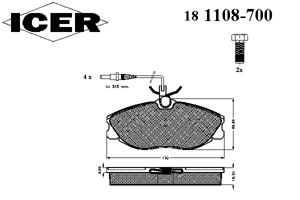 Kit de plaquettes de frein, frein à disque 181108-700