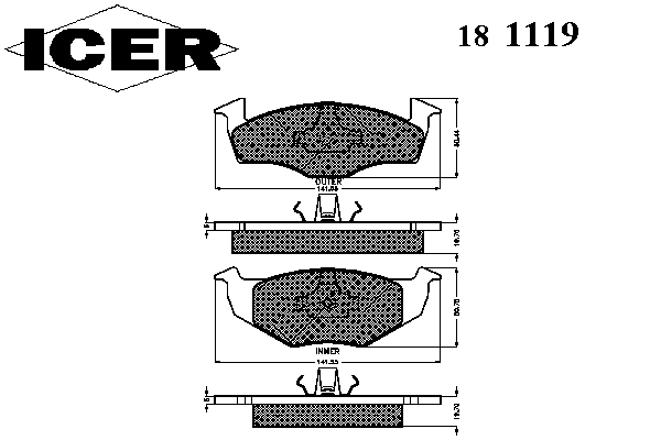 Комплект тормозных колодок, дисковый тормоз 181119