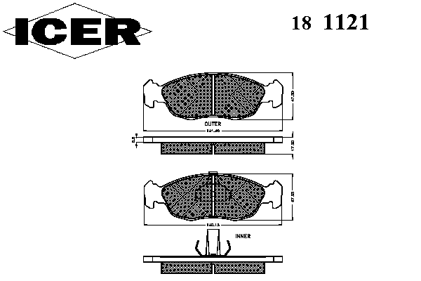 Комплект тормозных колодок, дисковый тормоз 181121