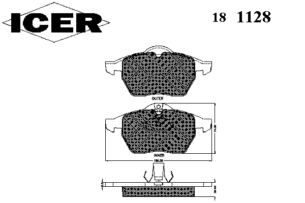 Kit de plaquettes de frein, frein à disque 181128