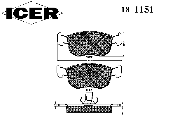 Комплект тормозных колодок, дисковый тормоз 181151