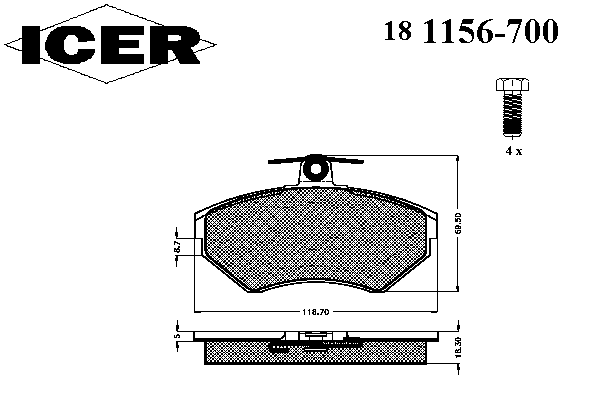 Kit de plaquettes de frein, frein à disque 181156-700