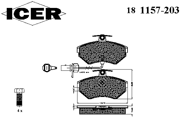 Комплект тормозных колодок, дисковый тормоз 181157-203