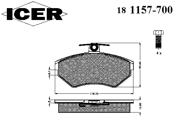 Kit de plaquettes de frein, frein à disque 181157-700
