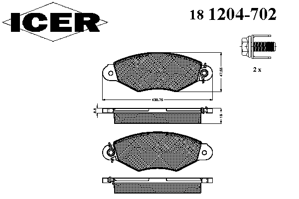 Комплект тормозных колодок, дисковый тормоз 181204-702