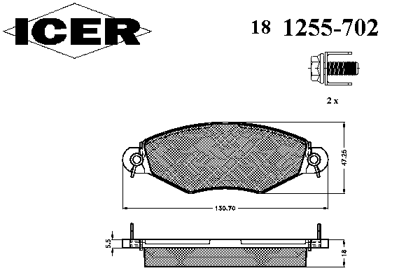 Комплект тормозных колодок, дисковый тормоз 181255-702
