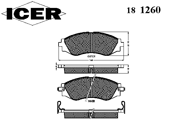 Комплект тормозных колодок, дисковый тормоз 181260