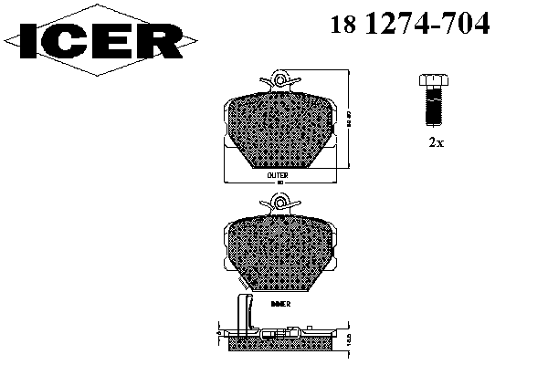 Комплект тормозных колодок, дисковый тормоз 181274-704