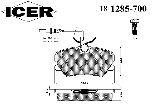 Комплект тормозных колодок, дисковый тормоз 181285-700